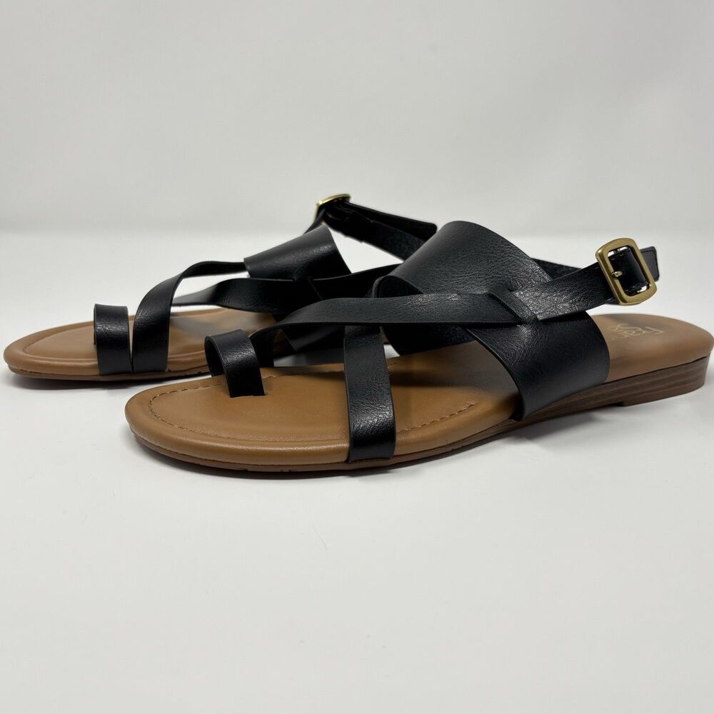 Franco Sarto Gigi Strappy Womens US 10M Black Toe Loop Sandals - Picture 2 of 7